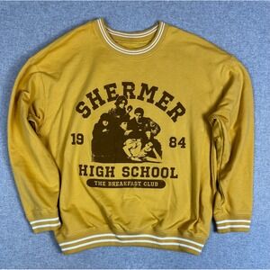 Breakfast Club Ringer‎ Sweatshirt XL Yellow Shermer High School Graphic Retro